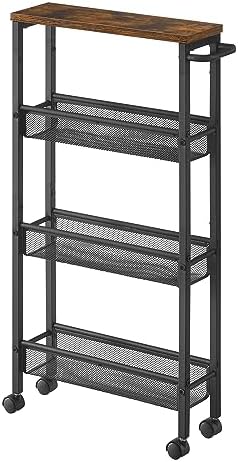 VASAGLE 4-Tier Slim Rolling Storage cart with Wheels, 5.1 Inches, Metal by VASAGLEbySONGMICSHOME