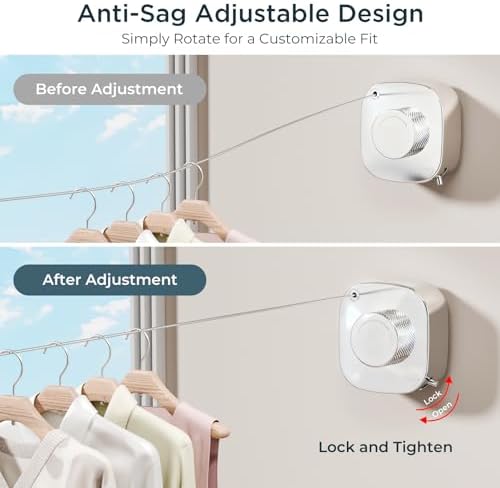 FORIOUS 13.8 Ft Retractable Clothesline, Non-Sagging (Chrome) - Image 2