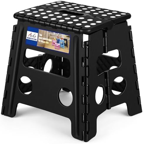ACKO 13 Inch Folding Step Stool, Holds 300 lb for Adults and Kids, Black by ACKO