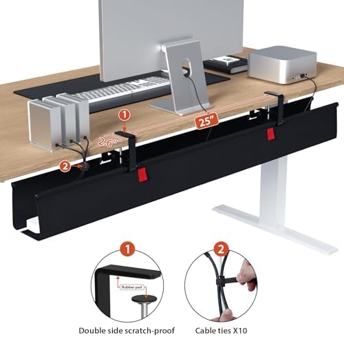 Univivi No Drill Under Desk Cable Management Tray, 48 inch Cable Management - Image 3