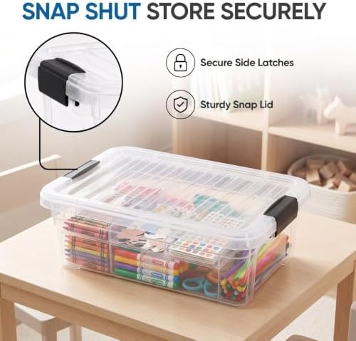 Superio 7.4 Quart Clear Plastic Storage Bin with Lid, Stackable Organizer Box, BPA-Free Storage Container for Home, Garage, School & Office, 1 Pack - Image 4