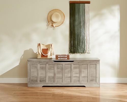 VANKILEY 51.2" Storage Chest Extra Large,Wooden Storage Bench(Greige) - Image 2