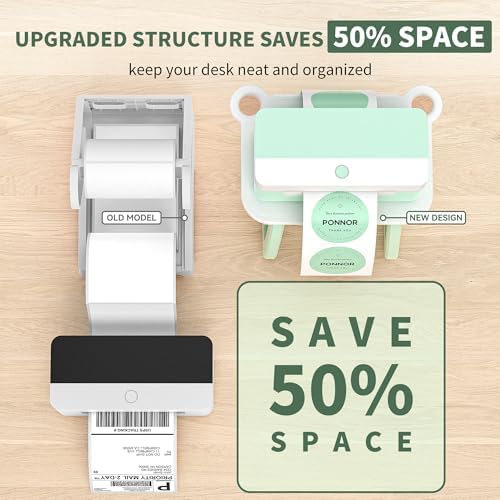 PONNOR Label Holder for Rolls and Fanfold Labels, Thermal Sticker Holder for Desktop Printer, Fragile Stickers for Shipping, Label Stand Accessory Supplies for Home, DIY, Office, Small Business(Green) - Image 2