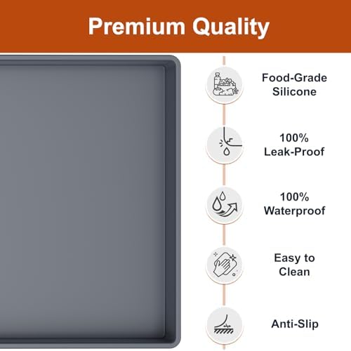 19" x 34" Extra Thick Silicone Mat Waterproof with Raised Edge, Gray - Image 2