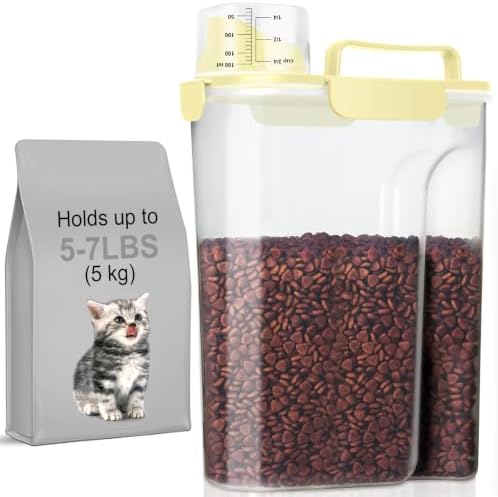 LEAWALK Cat Dog Pet Food Storage Container 5-7Lbs BPA-free (Light Yellow, 5L-1pack) by LEAWALK