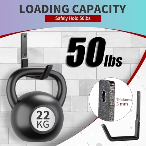Heavy Duty Steel Hooks - Wall Mount Organizer for Garage & Garden Tools, Hoses & More (4, Small) - Image 4