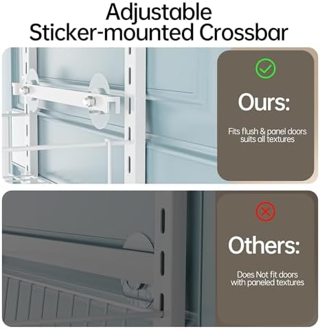 Delamu Pantry Door Organizer, Adjustable Metal Over the Door Pantry Organizer Rack, 6-Tier Over the Door Spice Rack, Kitchen Pantry Door Organizers and Storage, D5 W12 H52.1 inch, White, Small - Image 3