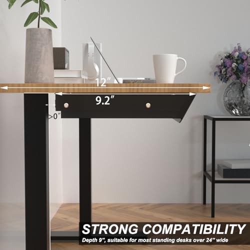 Large Under Desk Mounted Sliding Drawer with 2 Cable Hole and 60 Degree Tilt Panel to Pull Out, 22.4'' Long & 9.2'' deep Large Storage Organizer for Sit Stand Workstation - Image 6