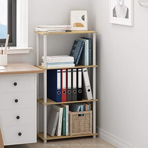 Furinno Turn-N-Tube Toolless 4-Tier Storage Shelves, Beech - Image 2
