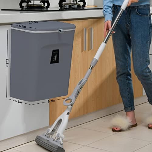 TOPROAD Kitchen Hanging Trash Can, 2.4 Gallon Wall Mount Bin with Lid - Image 2