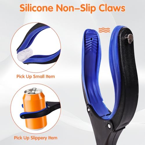 43" Grabber Reacher Tool for Seniors 2 Pack, Foldable Reacher Grabbers Pickup Stick with Anti-Slip 90° Rotating Jaw, 4" Wide Extended Claw with Magnet for Disabled, After Surgery Recovery - Image 3
