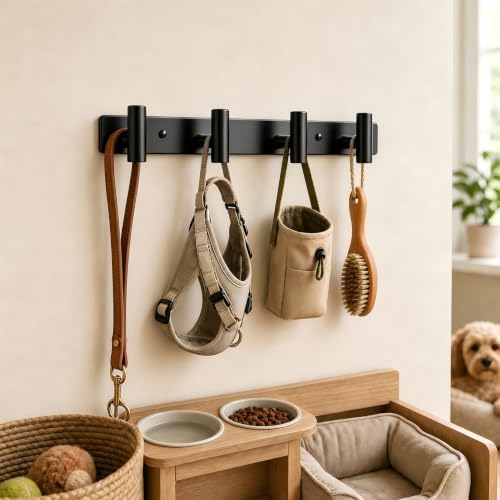 Wall Mounted Coat Rack-4 Hooks, Heavy Duty Stainless Steel Wall Hooks for Towel Coat Bag, Hat Rack Coat Hanger Coat Hooks Towel Racks for Bathroom Entryway Kitchen Hotel Office (Black, 1 Pack) - Image 4