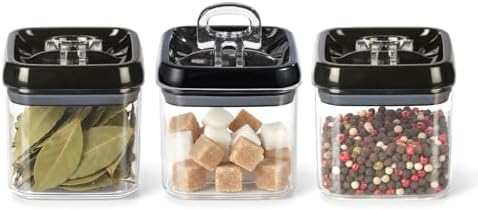 Felli Flip Tite Food Storage Container 5" LARGE Size Airtight Lid Lock Top, Stackable Kitchen Canister for Space Saving, Pantry Fridge Cupboard Organizer, Spice Seasoning Pet Treats Snack (1.1 qt) by Felli