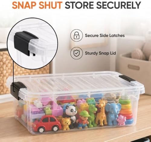Superio Clear Plastic Storage Bins with Lid, Organizing Containers, Stackable Plastic Tote for Home, Garage, Dorm, School, and Office (4.5 Quart, 12-Pack) - Image 6
