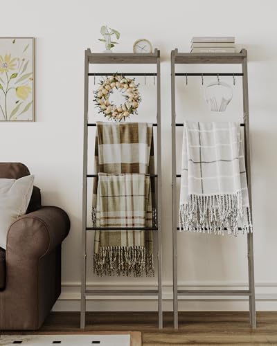 Hzuaneri Blanket Ladder Shelf, Farmhouse Ladder Holder, Blanket Organizer - Image 3