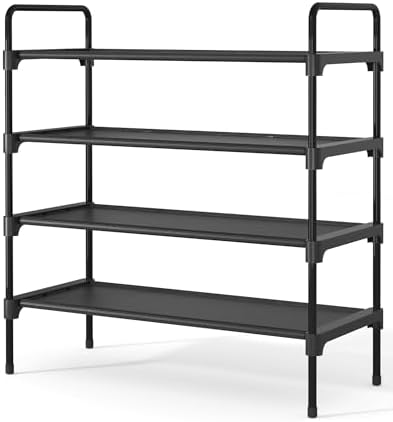 Kitsure Shoe Rack for Closet, Shoe Storage, 27.6" Wide - 4 Tiers, Black by Kitsure