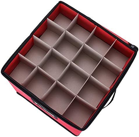Sattiyrch Christmas Ornament Storage Box,600D Oxford Fabric Stores up-to 64 Standard Holiday Ornaments Holder,12 x 12 Inch 4 Layer Xmas Storage Containers,Red - Image 2