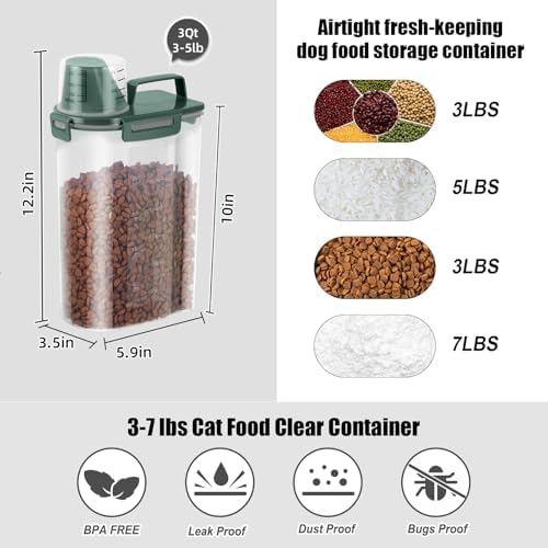 3-5Lbs Airtight Small Dog Cat Pet Food Storage Container-Darck Green 2Pack - Image 4