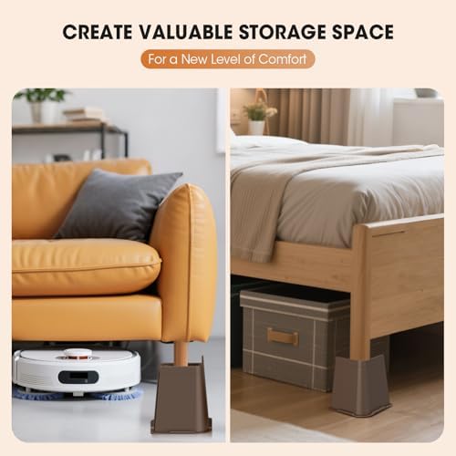 MYMULIKE Bed Risers Heavy Duty, Oversized Furniture Risers, Support Up to 6000 Lbs, Lift 8 inch for Couch, Sofa, Table,Chair (Dark Brown 4 Pack, 8 inch) - Image 6