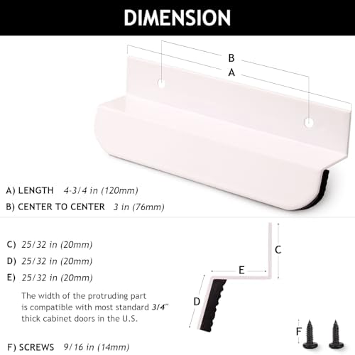 RVPEKUPE 2-Pack Under Cabinet Foot Pull, White, 4-3/4'', Aluminum - Image 6