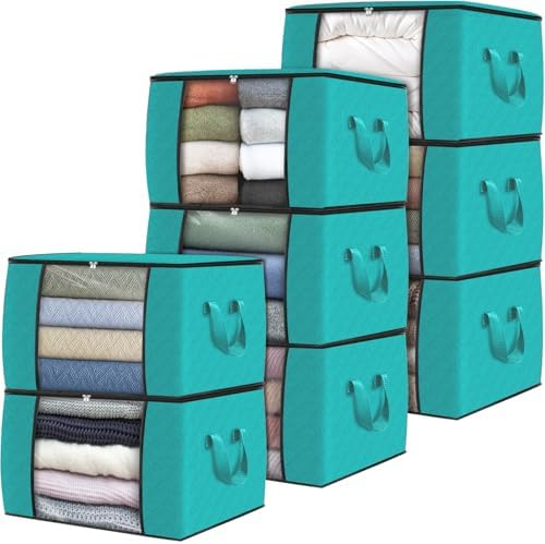 Fab totes 8 Pack Storage Bags for Clothes Blanket Storage Bins with Lids by Fabtotes