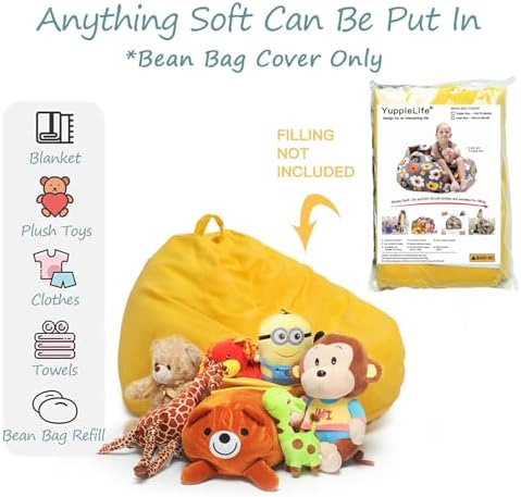 YuppieLife Stuffed Animal Storage Bean Bag Cover, 38" Canvas Toy Organizer - Image 2