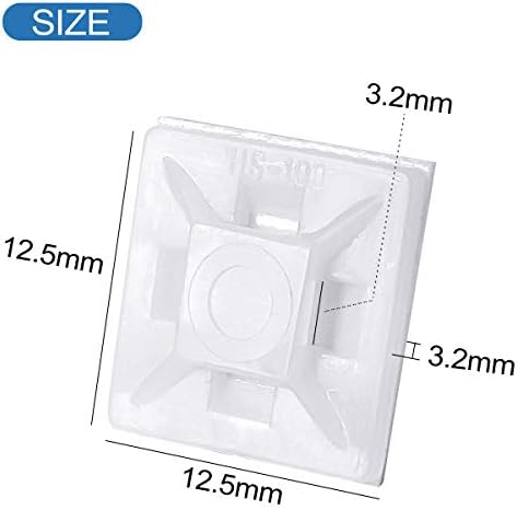 XHF 200 PCS 1/2" White Self Adhesive Cable Zip Tie Mounts Wire Cable Clips Holders Management Anchors Organizer Holders Squares(HS-100) - Image 3