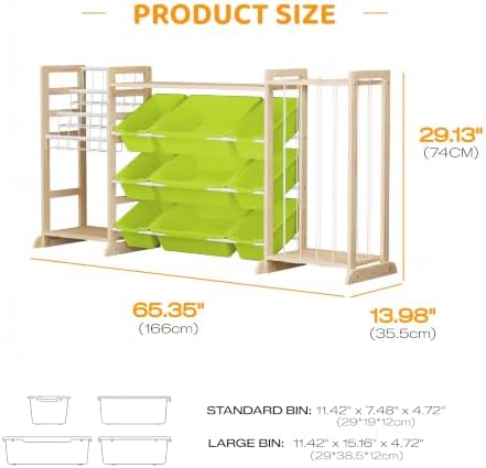 65" Large Toy Storage Organizer with Bookshelf and Stuffed Animal Storage - Image 2