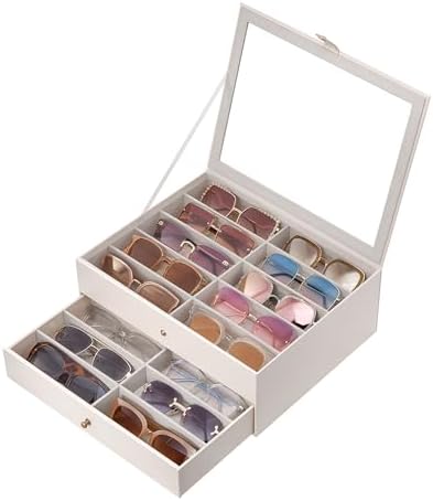 Lolalet 10/20 Slots Sunglasses Organizer with Slim Clear Lid by Lolalet
