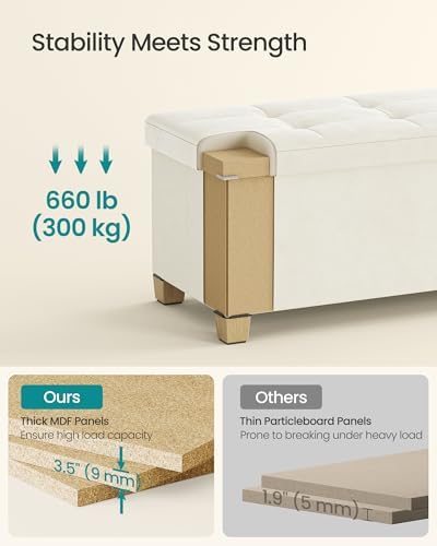 SONGMICS Storage Ottoman Bench with Legs, Flipping Lid, 43.3 Inches - Image 4