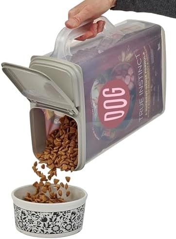 Buddeez Pet Food Storage Container - 8 Quart Capacity Dog / Cat Food & Bird Seed Container with Durable EZ Grip Handle, Flip Gray Lid (includes 1 Cup Clear Scoop) - Image 3
