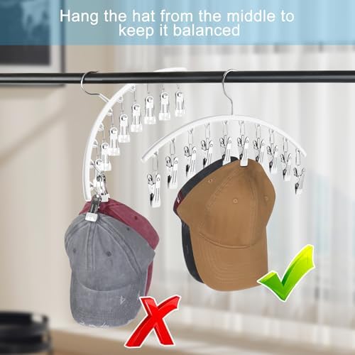 Hat Hanger for Closet,2 Pack Hat Organizer Holder for Hanger Closet Display - Image 6