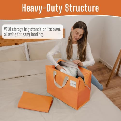 VENO Heavy Duty Moving Bags, Storage Bags, 13 Gallon, Autumn Orange, 4 Pack - Image 2
