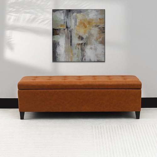 Joveco 51 Inch Storage Bench,Leather Tufted Storage Ottoman with Legs - Image 5