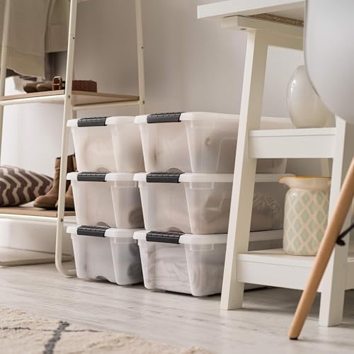 IRIS USA 6-Pack 13 Quart Storage Bins with Lids, Pearl - Image 4