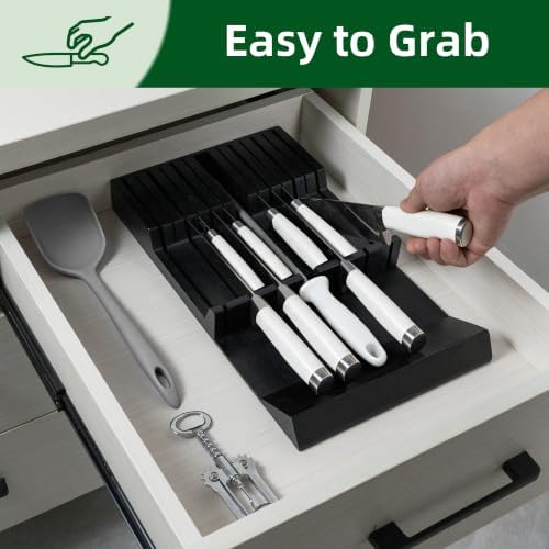 Utoplike Bamboo Knife Drawer Organizer, In-drawer Knives Block for Kitchen - Image 2