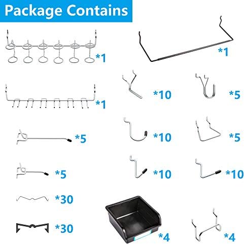 FRIMOONY Pegboard Hooks, with Bins, Peg Locks, for Organizing Various Tools, 131 PCS, 60 of Which are Locks - Image 2