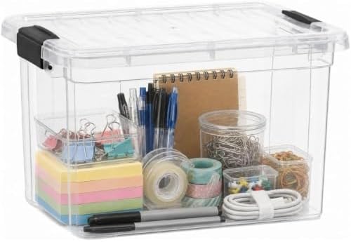Superio 2.5 Quart Clear Plastic Storage Boxes with Lids, Stackable Organizer Containers, BPA-Free Storage Bins for Home, Office, School & Dorm, 6 Pack by Superio