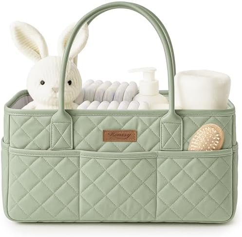 Konssy Baby Diaper Caddy Organizer, Solid Design with PU Leather Handles by Konssy