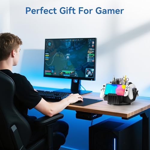 KDD Controller Organizer for Desktop - 360°Rotatable Controller Holder with Storage Box - Universal Stand for 4 Controllers, Desk Organizer for Switch Remote Control Pen Gamer Accessories - Image 5