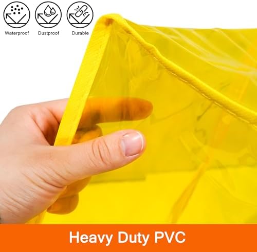 Vieshful 40L Yellow Clear Clothes Storage Bag Colorful Clothes Organizer with Zipper Vinyl Storage Bag for Comforter, Blanket, Bedding, Duvet, Transparent Moving Totes 3 Pack - Image 3