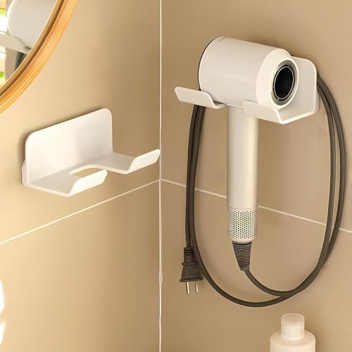 2Pack Hair Dryer Holder with Wire Hook, Self Adhesive Wall Mount - Image 2