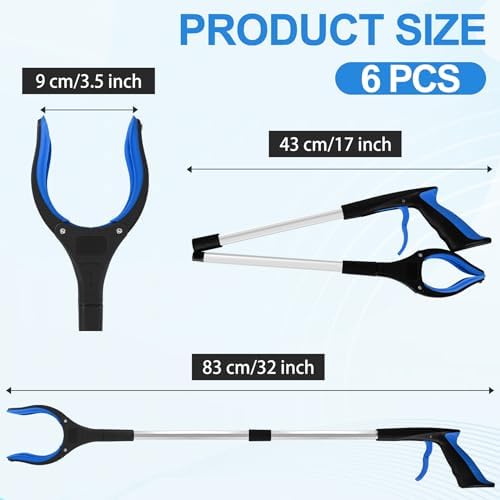 6-Piece Heavy-Duty Trash Collection Tool - 32-Inch Lightweight Telescopic Grabber Ergonomic Handle, Non-Slip Grip | Multi-Purpose Mobility Aid for Seniors - Image 2