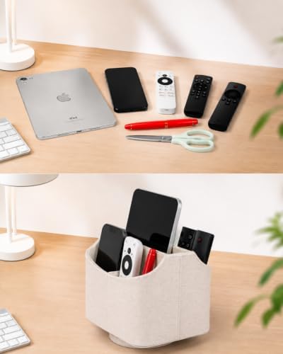 LAMOTI Remote Control Holder, 360° Rotating PU Leather Desk Organizer - Image 5