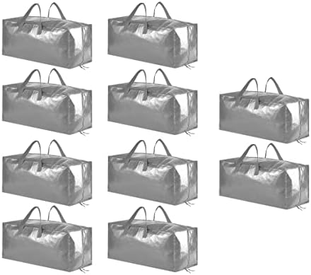 SpaceAid Heavy Duty Moving Bags, Extra Large Storage Totes W/Backpack Straps Strong Handles & Zippers, Alternative to Moving Boxes, Packing & Moving Supplies, Gley (10 Pack) by SpaceAid