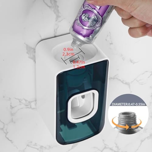 2 Slot Toothbrush Holder and Toothpaste Dispenser Wall Mounted, Automatic Toothpaste Squeezer, 2 in 1 Tooth Brush Toothpaste Organizer for Shower (Blue 2Pack) - Image 4