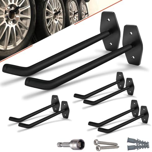 8 Pack 10-Inch Heavy Duty Garage Hooks, Tire Wall Mount, Black by SunVFaFa