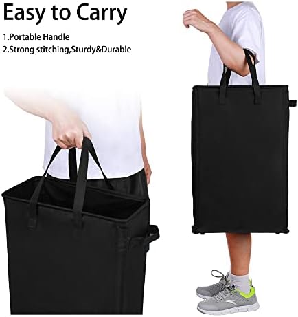 Odonata Slim Laundry Hamper Handles Collapsible Laundry Basket Thin Dirty Clothes Basket Narrow Laundry Bag Foldable Dirty Hamper 45L (Black) - Image 6