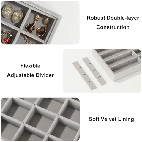 Frebeauty 24 Grid Earring Organizer,Velvet Jewelry Tray for Drawer - Image 4