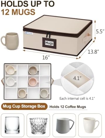 punemi Mug Storage Organizer, 2-Pack Hard Shell Boxes for Packing & Moving - Image 2